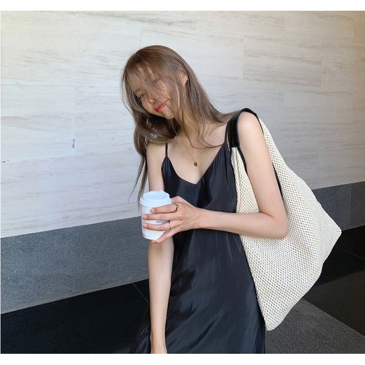 Túi Xách Đeo Vai Đan Cói 2 Kiểu Phong Cách Phương Tây Thời Trang Mùa Hè Thông Dụng