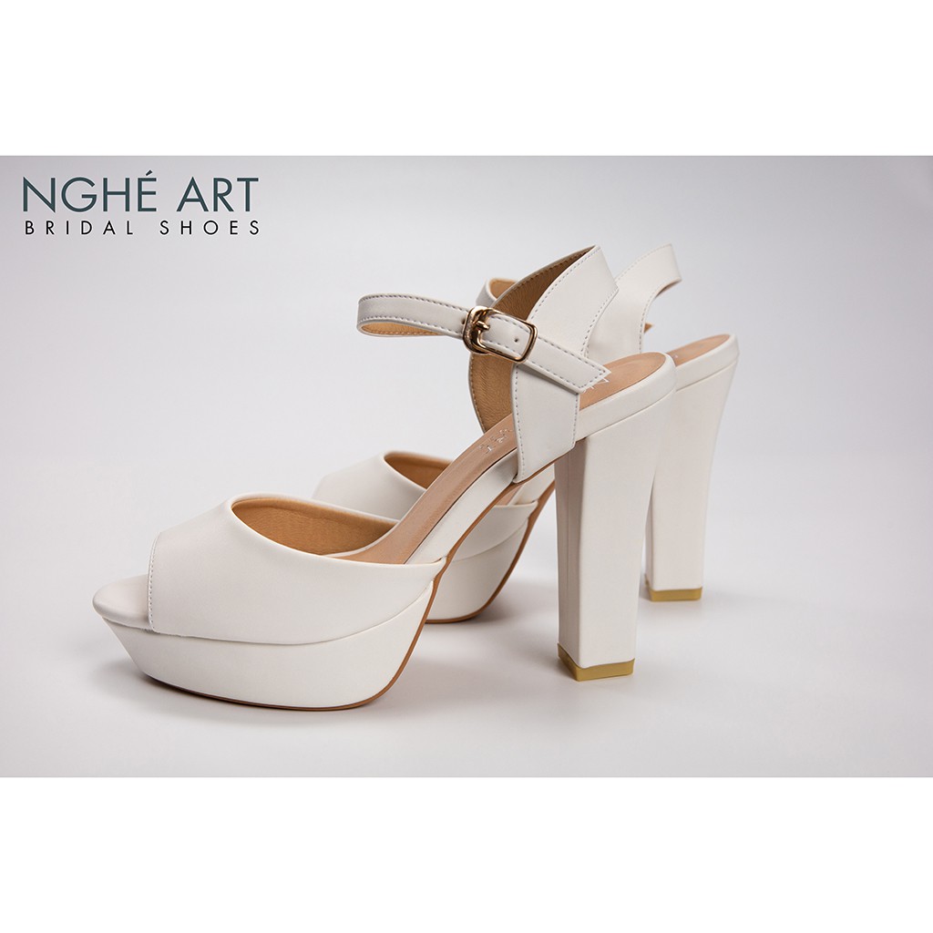 Giày cưới Nghé Art basic cao gót 12 phân quai sandal mũi đúp 203