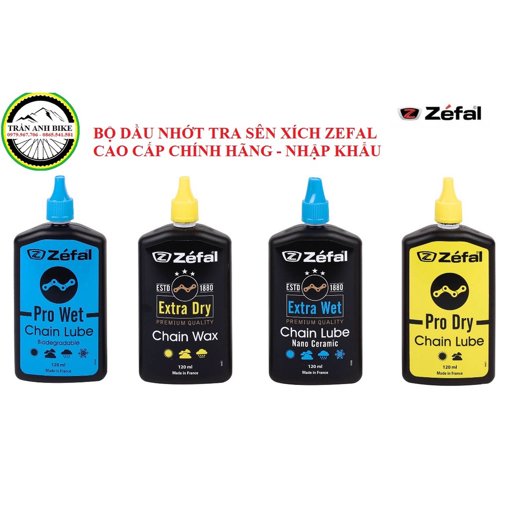 Dầu nhớt tra sên xích xe đạp Zefal Pro Wet / Pro Dry / Extra Wet / Extra Dry 120ml - Hàng chính Hãng