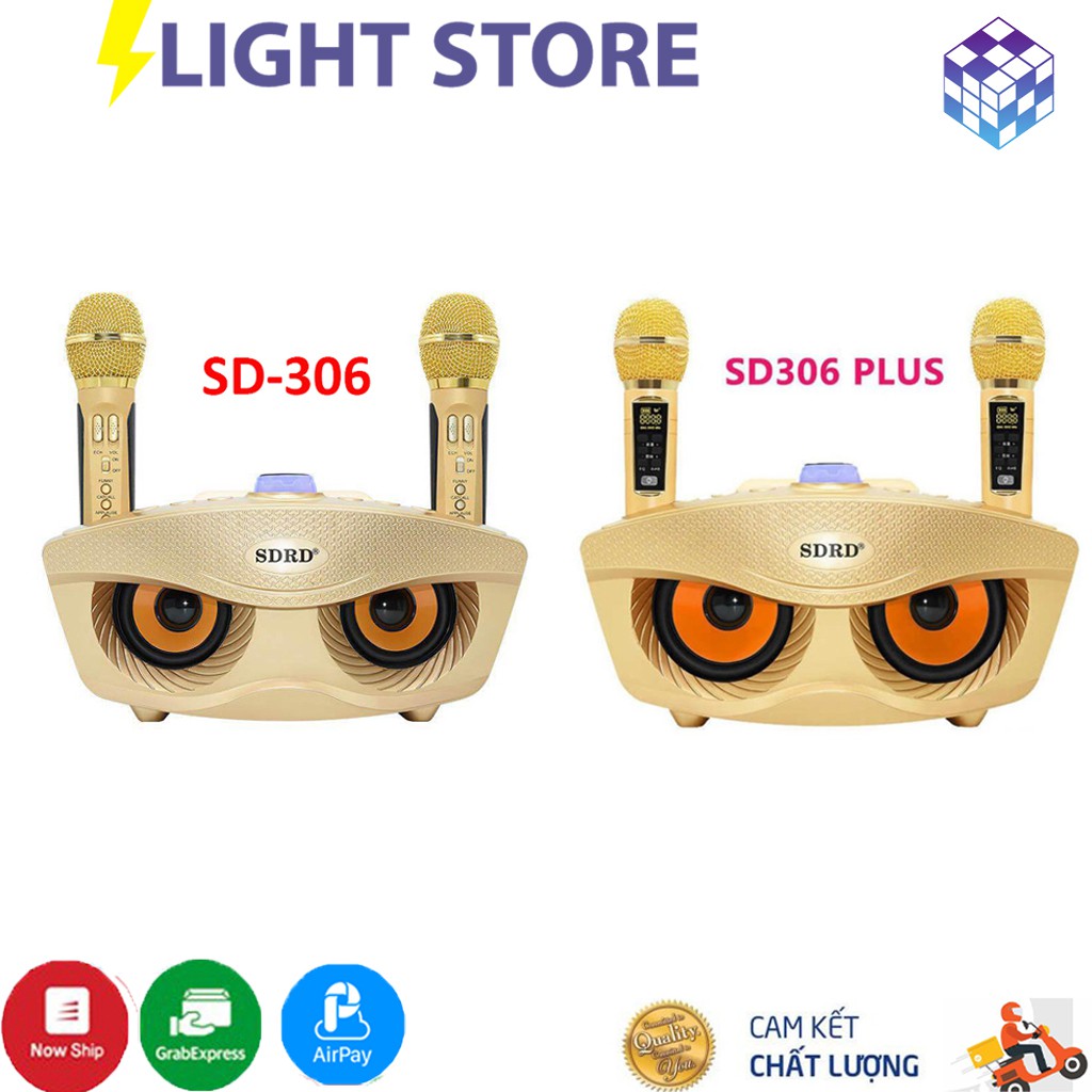 Loa karaoke mini SD 306 Plus bản mới nhất- kèm 2 Mic không dây | BH 6 tháng