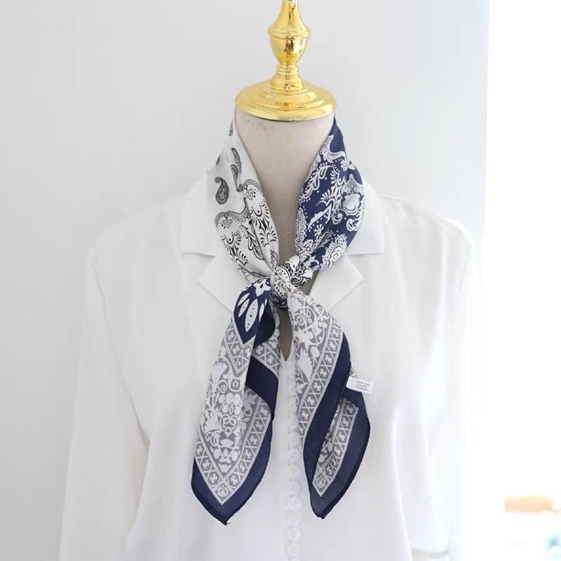 Khăn turban lụa vuông cột áo size 70x70cm - Maben