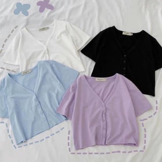 Áo Croptop YUNI Viền Nút Thời Trang Nữ