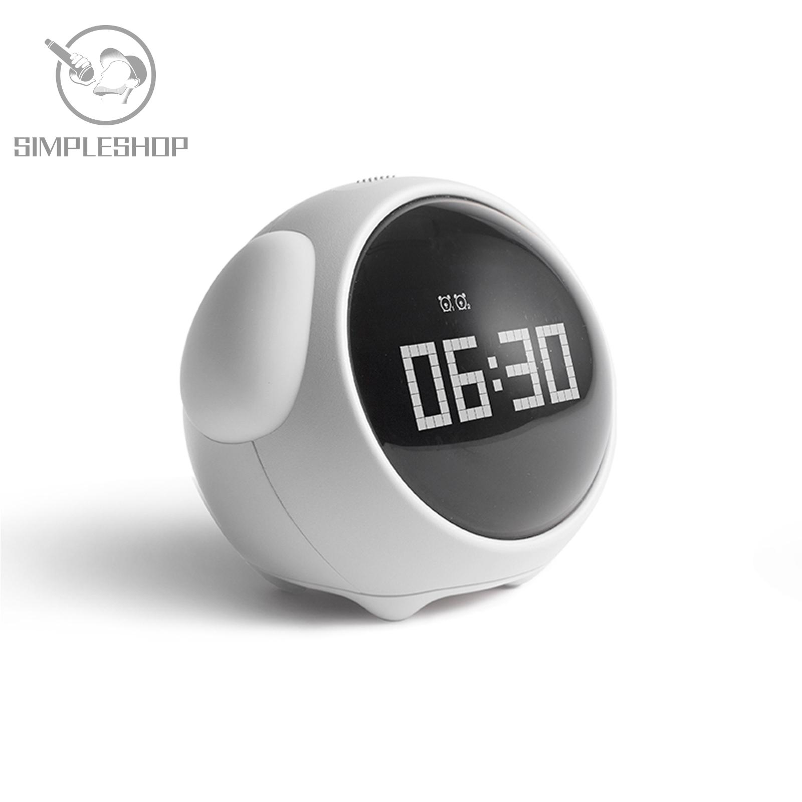 ❀SIMPLE❀ White Wake Up Light Kids Night Light Kids alarm clock 4.3''x 4.1''x3.6'' Snooze Voice-activated Dual Alarm Clock Temperature Detection Adjustable Brightness