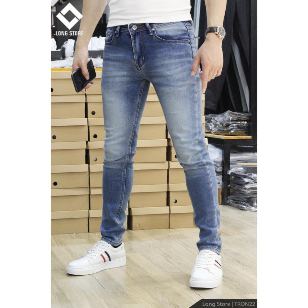 Quần jean nam trơn màu xanh bạc ✅FREESHIP✅ Quần bò nam dáng ôm SLIMFIT skinny co giãn cao cấp - Tron22 -b11