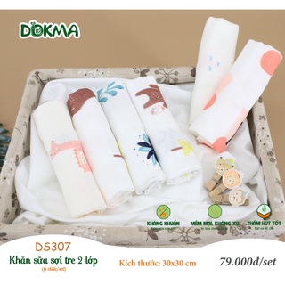 Set 6 khăn sữa sợi tre 2 lớp dokma ds307