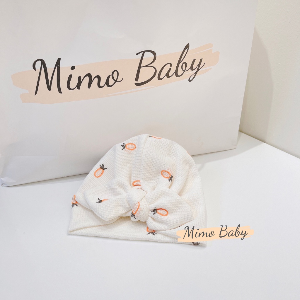 Mũ turban màu trắng kem họa tiết quả dứa xinh xắn cho bé MTB144 Mimo Baby