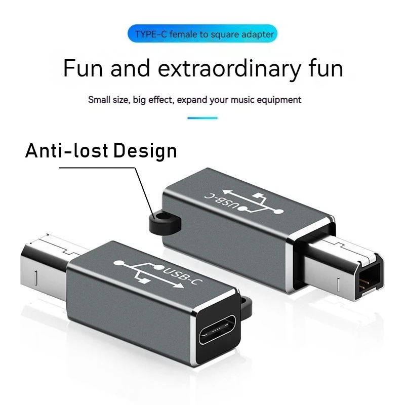 New Anti-lost Data Transfer MIDI Converter, Portable Metal USB Type C Connector, USB-C Female To USB B Male Adapter for Printer Electric Piano Drum Organ