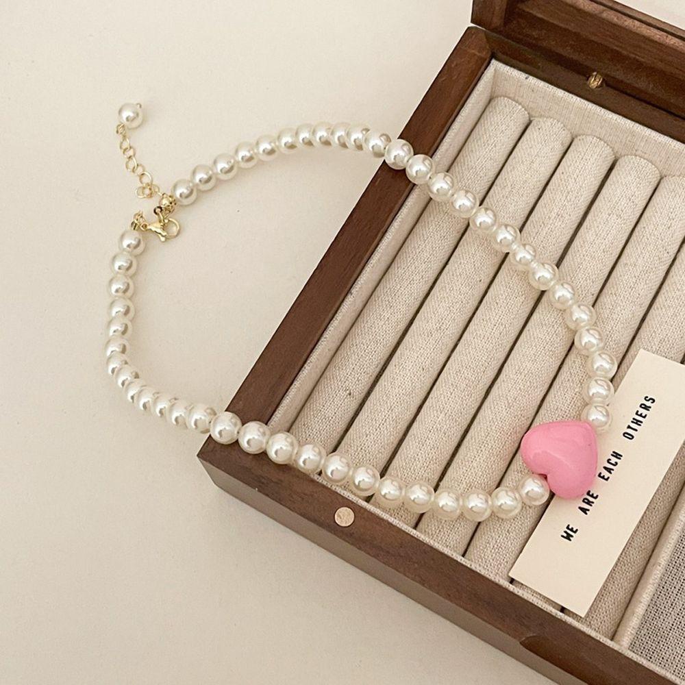 JARRED Vòng cổ Mặt Trái Tim Màu Hồng Dễ Thương Sang Trọng Cho Nữ