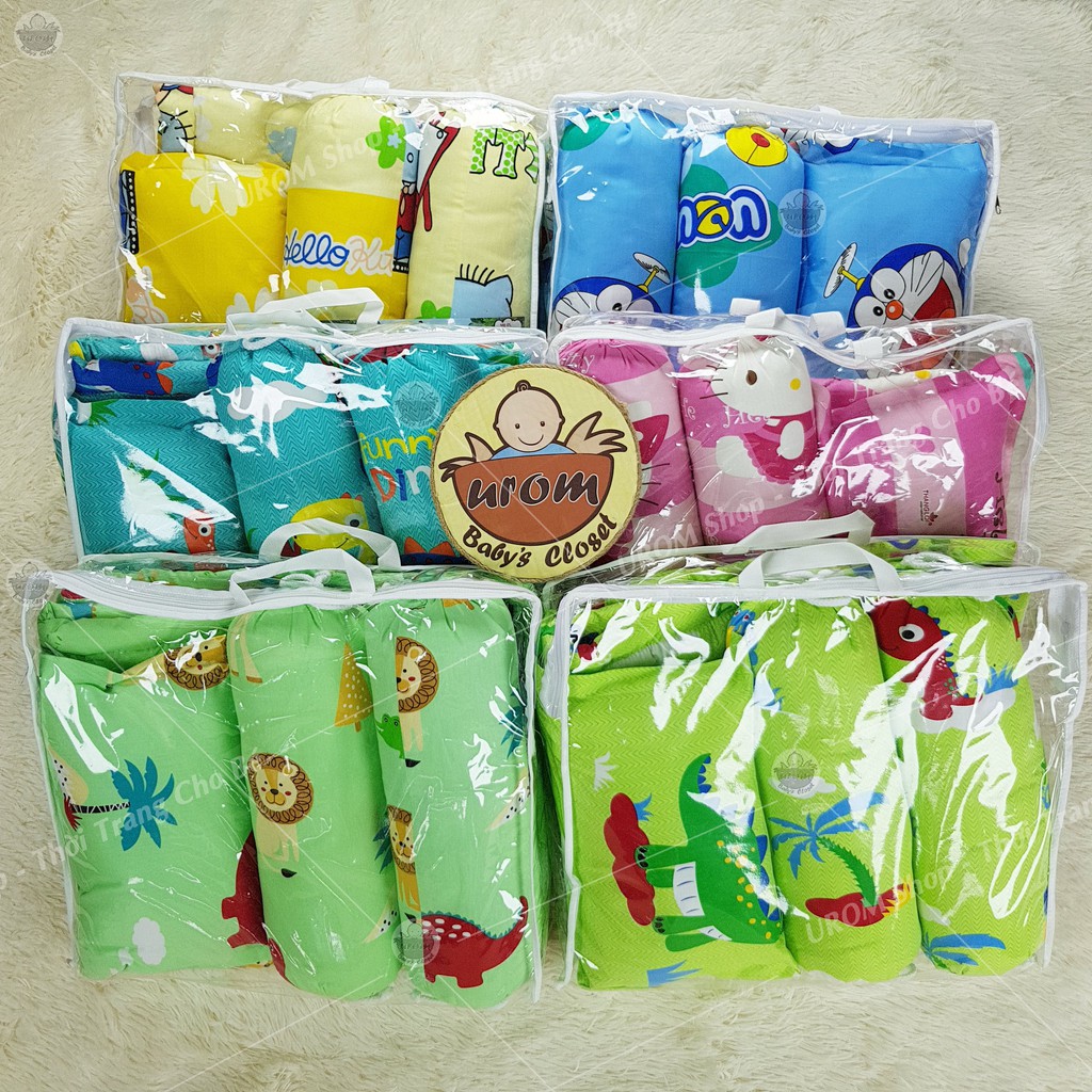 Bộ nệm gối cho bé sơ sinh và trẻ em Cotton Thắng Lợi họa tiết họat hình dễ thương