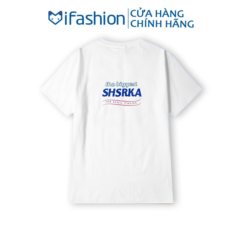 Áo thun tay lỡ iFashion 100% cotton dáng unisex form rộng in chữ shsrka H021