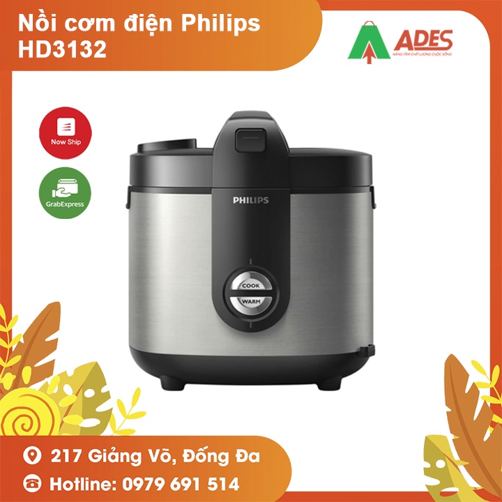 [Mã 154ELSALE2 giảm 7% đơn 300K] Nồi cơm điện Philips HD3132 2 Lít - Công nghệ nấu 3D - Bảo hành chính hãng 24 tháng