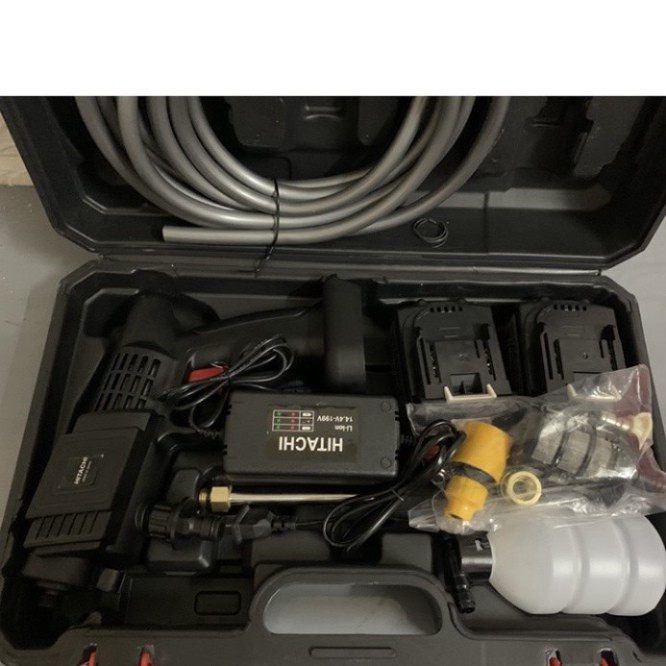 Máy rửa xe dùng pin mini, Máy xịt rửa tăng áp Hitachi 199V áp lực cao 1400W
