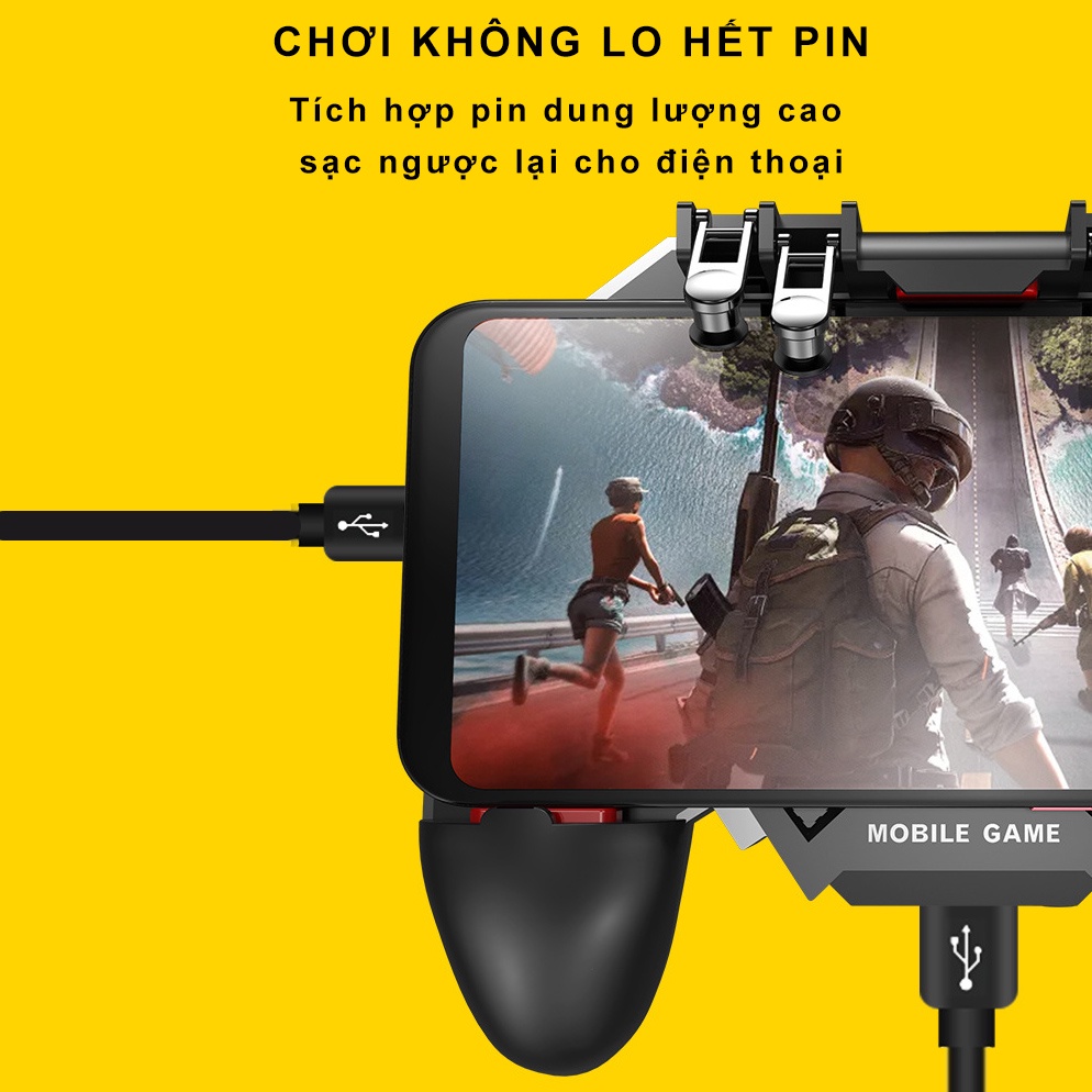 Tay cầm chơi game điện thoại SIDOTECH Memo AK77 hỗ trợ 6 ngón bắn PUBG / FREE FIRE / ROS phù hợp điện thoại smartphone