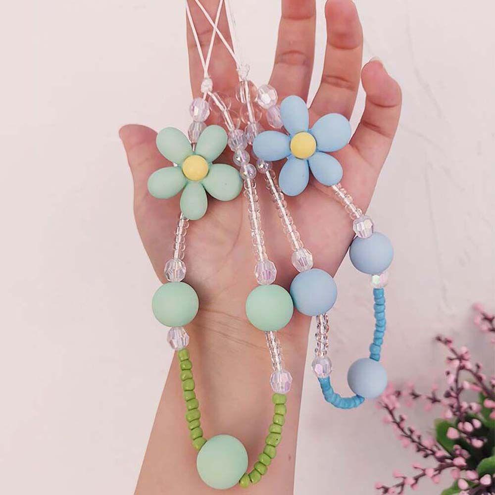 Dây Đeo Điện Thoại Xỏ Hạt Chống Thất Lạc Hình Hoa Màu Kẹo Dễ Thương