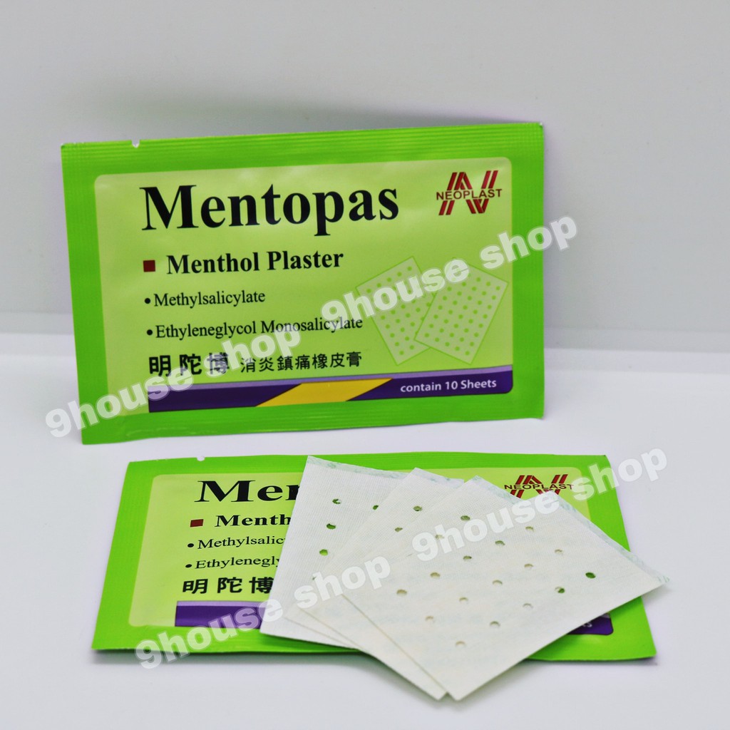 01 Gói Cao Dán MENTOPAS Neoplast Giảm Đau Nhức Thái Lan (1 Gói 10 miếng) - XANH NHẠT