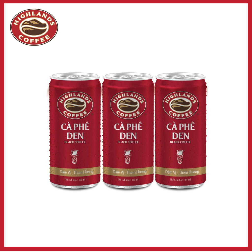 Lốc 6 Lon Cà Phê Đen Highlands Coffee 185ml/lon