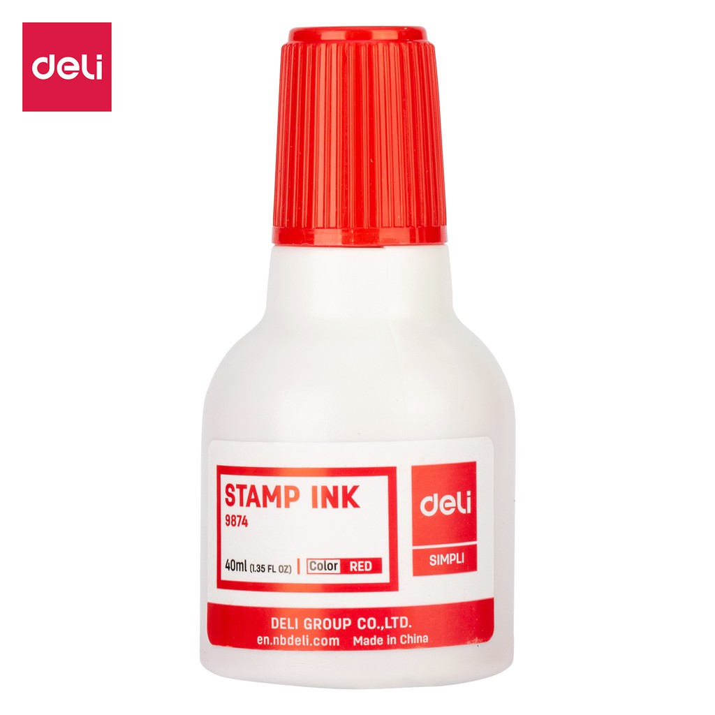 [Mã LIFEDLOA44 giảm 100K đơn 299K] Mực dấu 40ml Deli, Đỏ - E9874