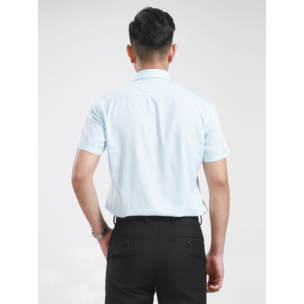 Áo sơ mi nam ngắn tay ARISTINO họa tiết dệt dobby kẻ ô sọc xanh nhạt tinh tế, sang trọng - ASS519S7 | BigBuy360 - bigbuy360.vn