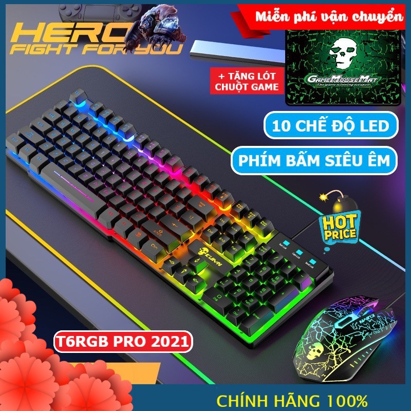 Bộ Bàn Phím Và Chuột Chơi Game Có 10 Chế Độ Led Khác Nhau T6RGB Super PRO 2021 Tương Thích Máy Tính PC Laptop | WebRaoVat - webraovat.net.vn