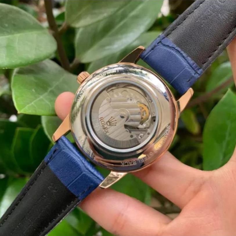 Đồng hồ Nam máy nhật, mẫu 3 kim mặt số đính đá, mặt xanh viền vàng,dòng cơ Automatic size 40mm , Đồng hồ thật giá trị th