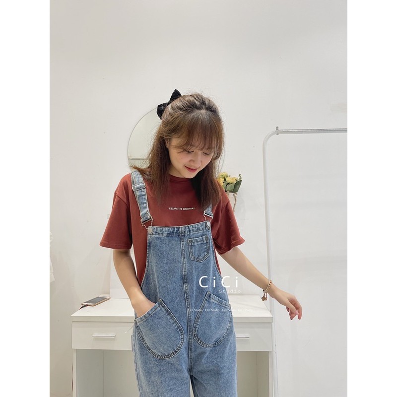 [Mã FADIRECT20 giảm 20K đơn 150K] Yếm jean baggy trơn 2 túi trước | BigBuy360 - bigbuy360.vn