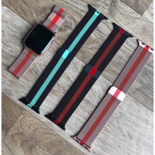 Dây thép milanese phối sọc dành cho apple watch serie 1 2 3 4