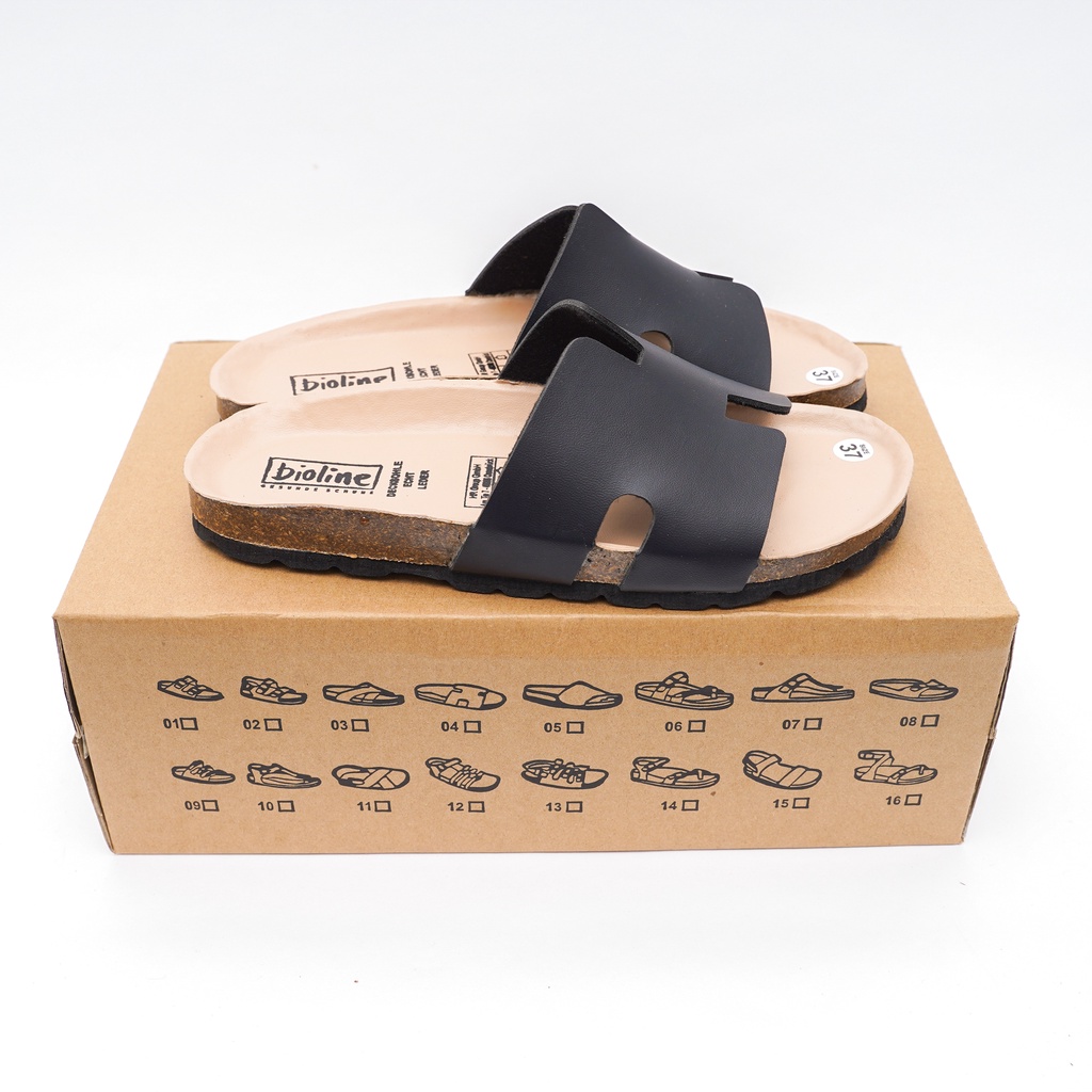- Dép đế trấu birken unisex chữ H da PU cao cấp lót chống nước Bioline chính hãng