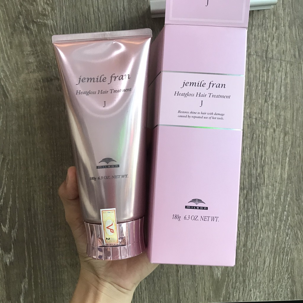 #Milbon_chính_hãng_Kem xả cho tóc khô xơ hư tổn Milbon Jemile Fran Heatgloss Hair Treatment 180ml