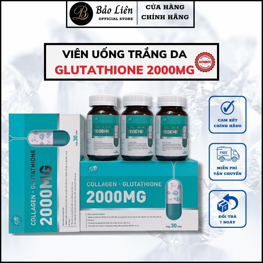 Viên Uống Trắng Da GLUTATHIONE 2000MG,viên uống đẹp da,trắng da mờ nám