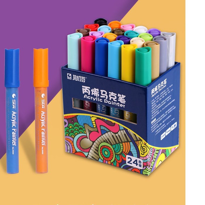 Bộ Bút Sơn Acrylic Painter STA 24 Màu, Vẽ Trên Mọi Chất Liệu