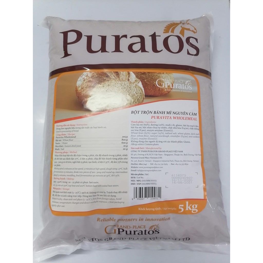 Bột mì nguyên cám PURATOS Puravita Wholemeal 5 kg