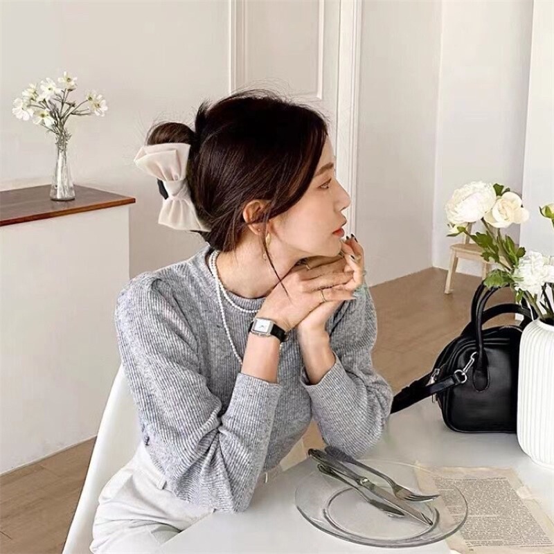 Kẹp tóc càng cua gắn nơ tone màu dễ thương KT602