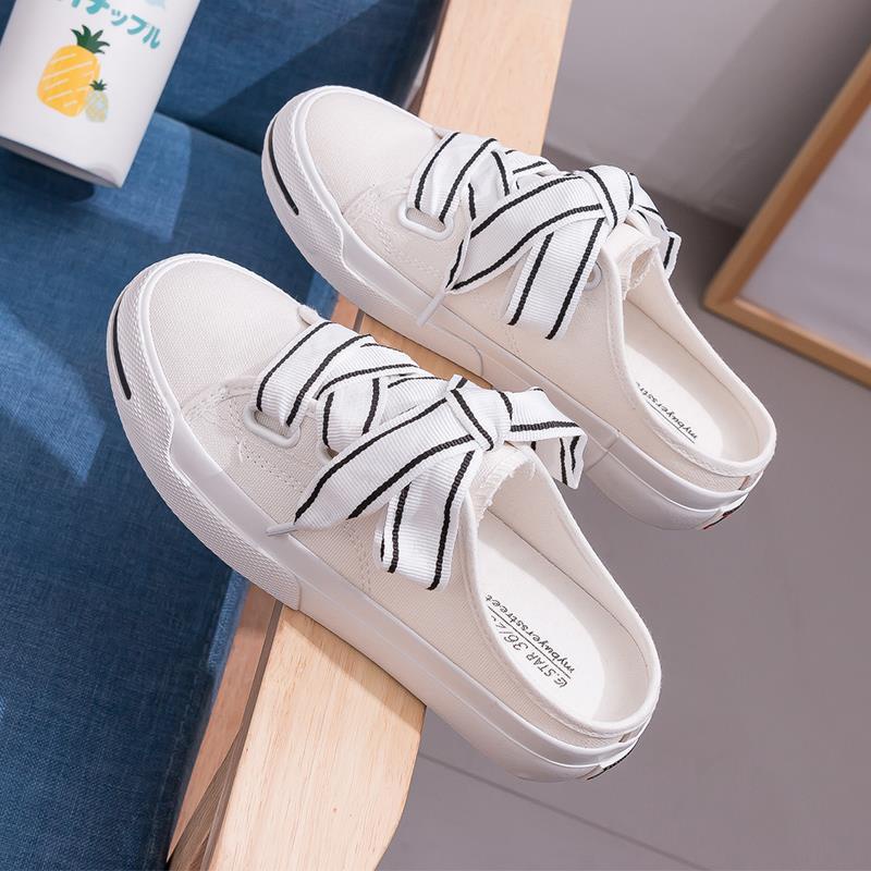 Giày Lười Vải canvas Cổ Thấp Không Gót Kiểu Hàn Quốc Thời Trang 2020 Cho Nữ