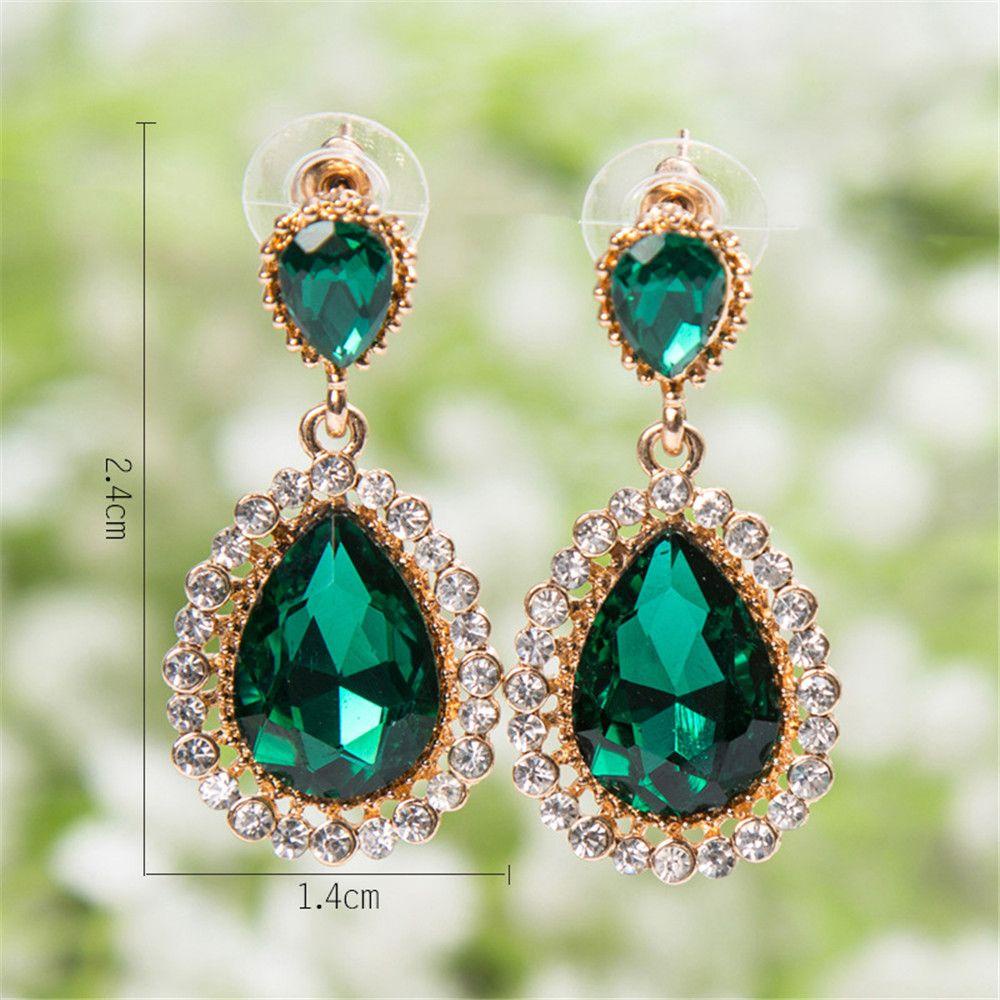 ROWANS Bông Tai Dài Hình Giọt Nước Đính Đá Lấp Lánh Phong Cách Retro