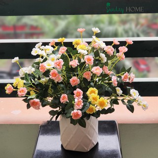 Hoa lụa, hoa giả để bàn, trang trí phòng khách, hoa Trà