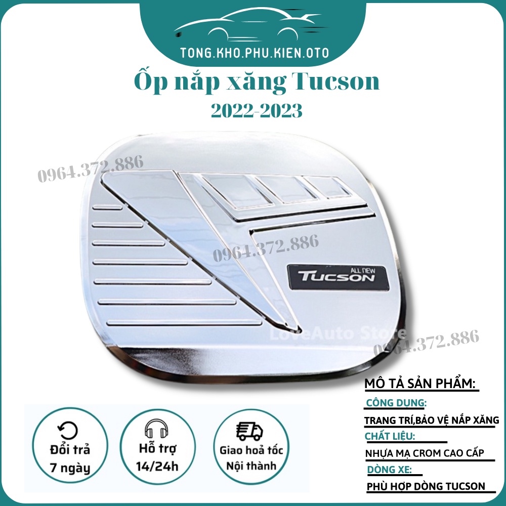 Ốp Nắp Bình Xăng xe Tucson 2022, 2023 Nhựa ABS Mạ Crom cao cấp