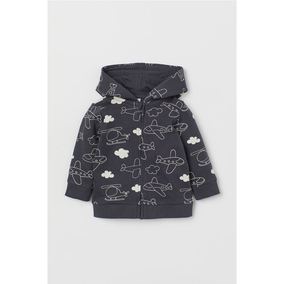 Áo khoác hoodie xám máy bay HM H&amp;M sz 4m-4y_hàng chính hãng Mỹ