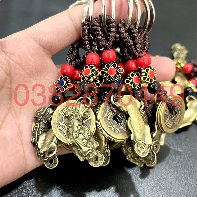 Móc Khoá Tỳ Hưu - 5 Xu Ngũ Đế Bằng Đồng Phong Thuỷ - Bình An - Tài Lộc - May Mắn