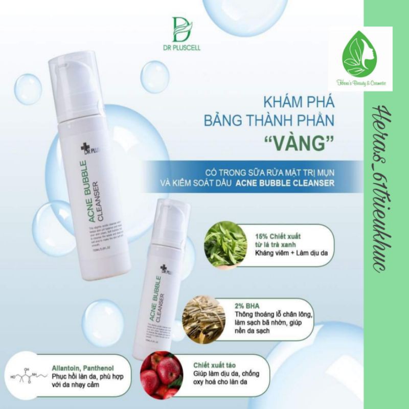 Sữa rửa mặt dạng bọt Dr Pluscell cho da dầu mụn_ acne bubble cleanser