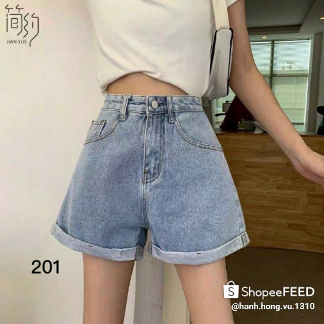 Quần short jeans trơn lật lai ulzzang form cạp cao loại 1 kèm ảnh thật