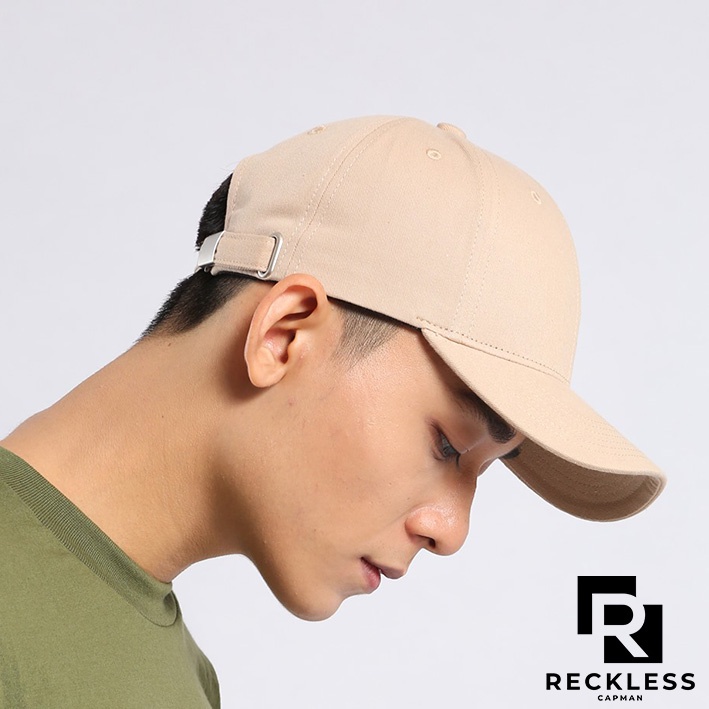 Nón Bóng Chày Lưỡi Trai Màu Be Trơn Reckless Capman Signature Ballcap Vải Kaki Cotton