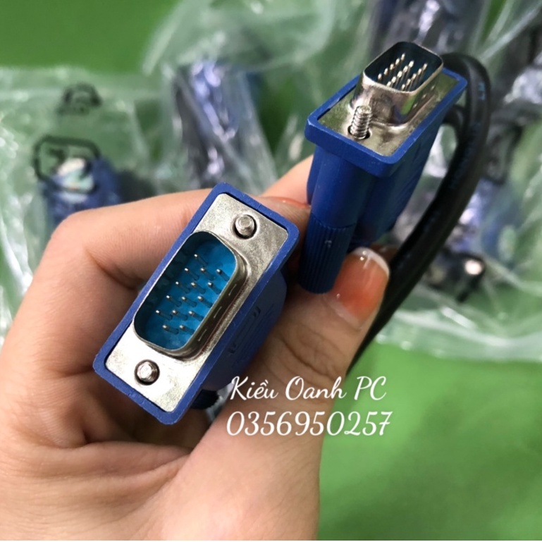 Dây Vga 1,5M Đen Đầu Xanh Xịn - Dây cáp kết nối 2 đầu dây vga (Loại tốt)