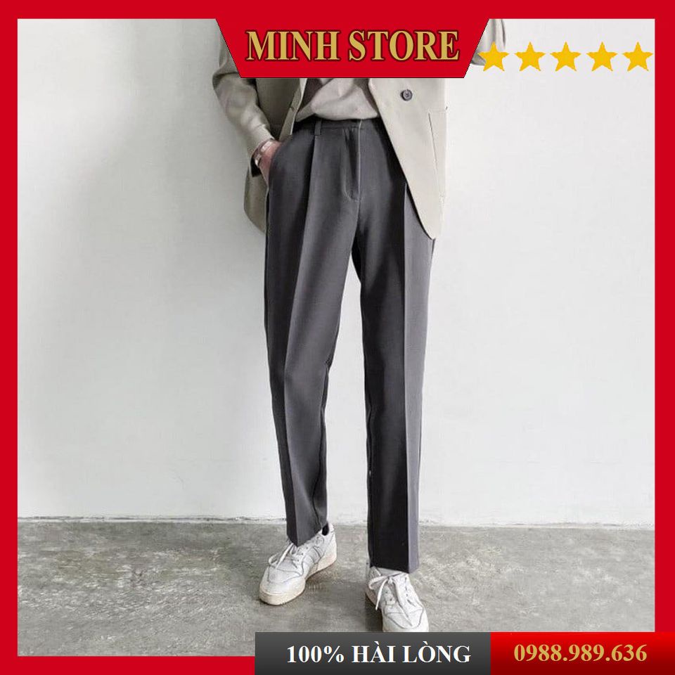 Quần âu nam dáng suông, quần baggy nam ống suông Hàn Quốc vải lụa thoáng mát AU01 - Minhstore
