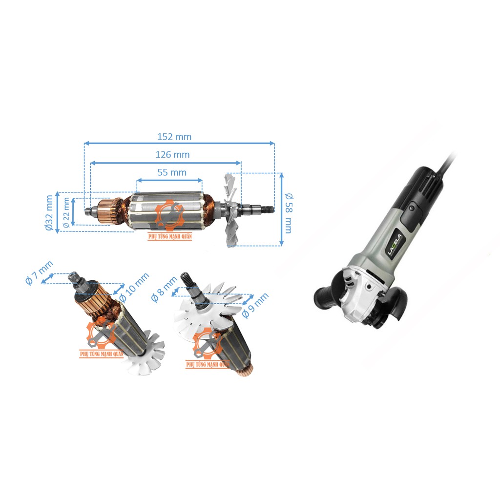 Rotor máy mài lacela đĩa 100 tặng kèm chổi than tương ứng