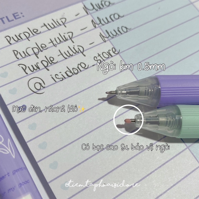 Bút bi gel bấm MURA ngòi 0.5mm PURPLE TULIP🌷🌈✨