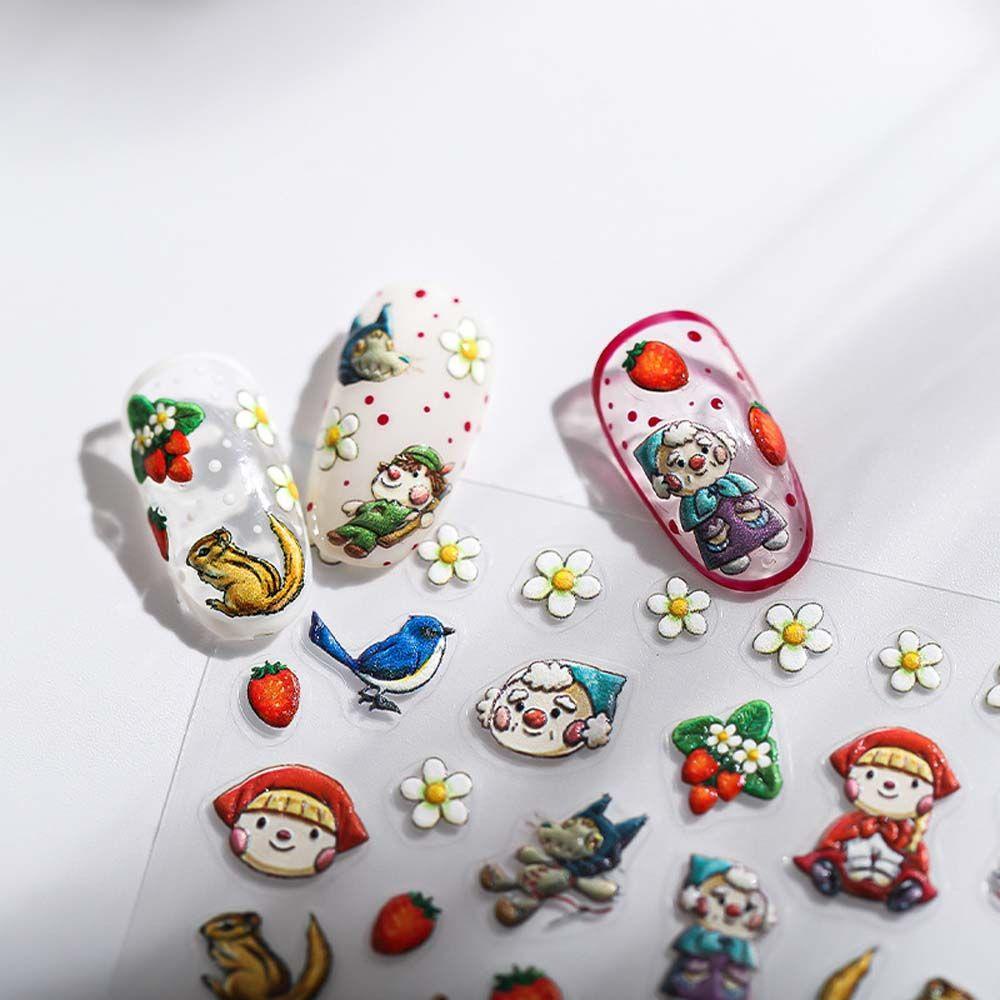 Miếng Dán Trang Trí Móng Tay Tự Dính Họa Tiết Hoạt Hình Xinh Xắn