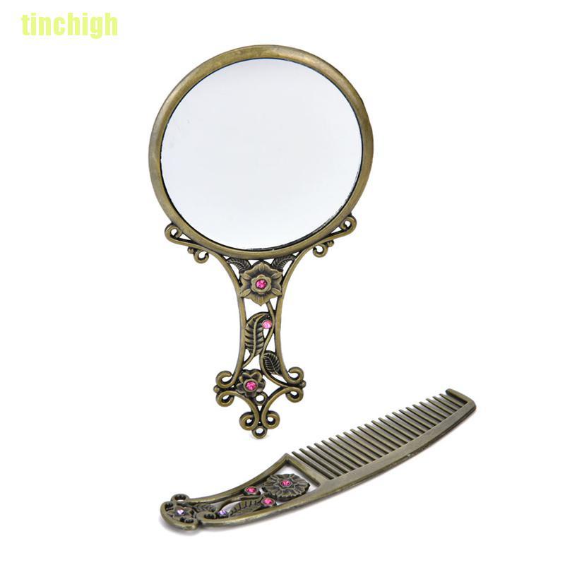 (Hàng Mới Về) Hộp 2 Gương Cầm Tay Bằng Đồng Rỗng Độc Đáo