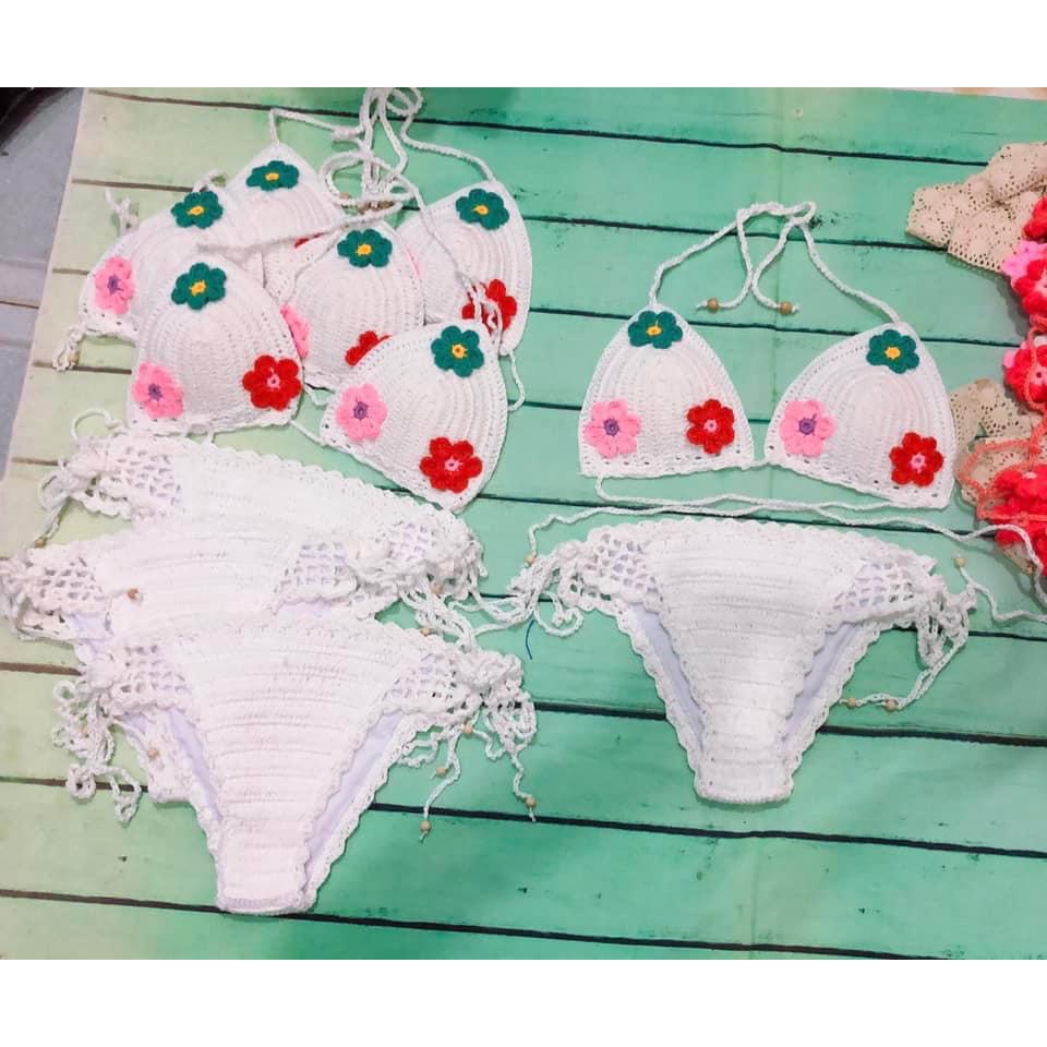 SET  ÁO HOA  LEN MÓC HANDMADE SIÊU ĐẸP SB105, bikini len