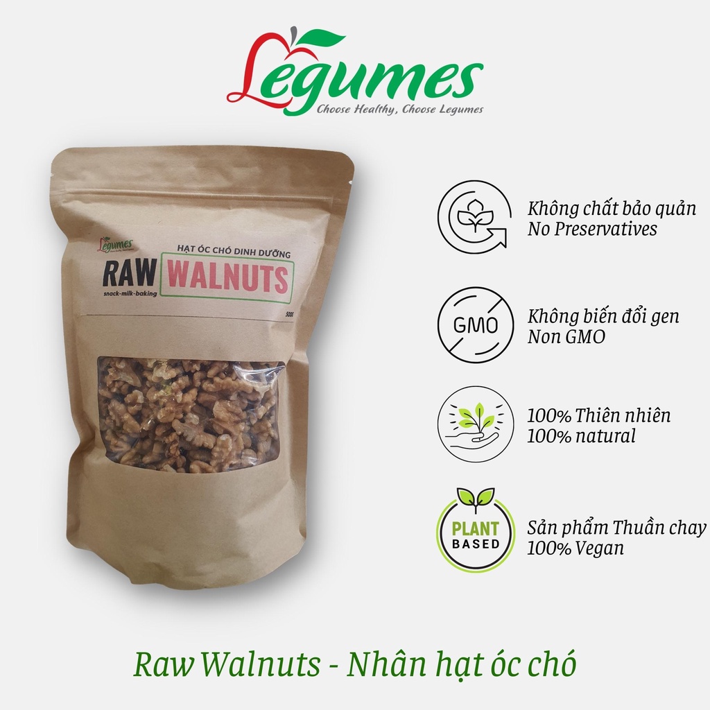 Nhân Óc chó Mỹ Hữu cơ 500g - Raw Walnuts  - [ LÉGUMES VIỆT NAM ]