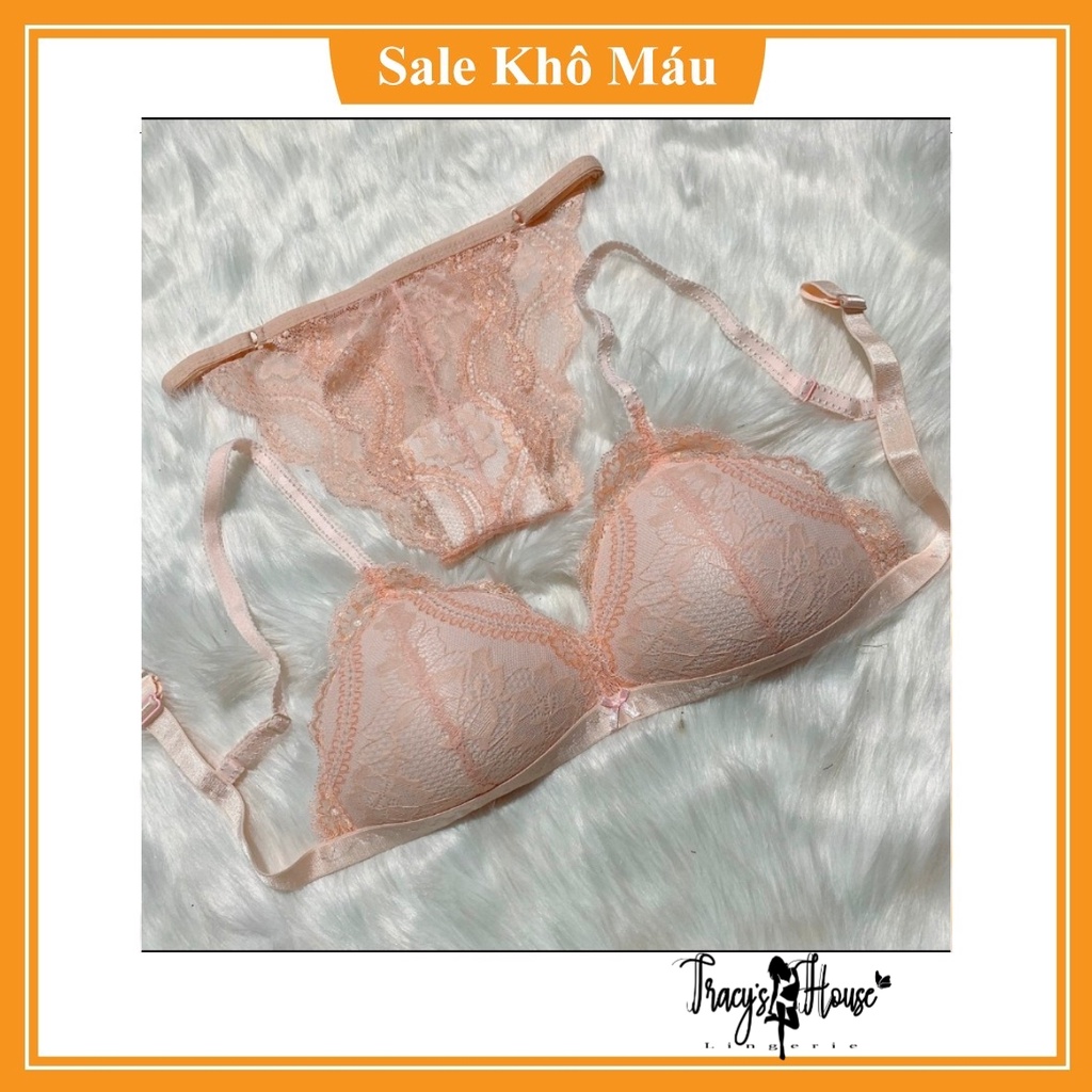 Set Bra - Bralette ren sexy không gọng, mút mỏng - Màu hồng phấn - NY36